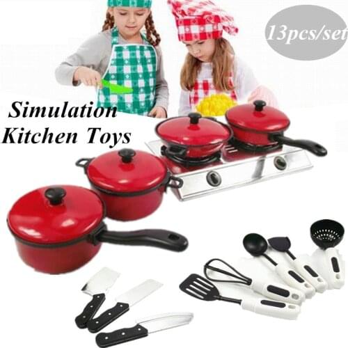13 Pcs/Set Children Mini Kitchen Cookware Kids Pretend Cook Play Toy Simulation Kitchen Utensils Toys Set For Children Gift