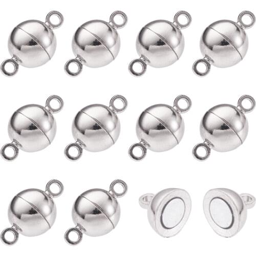 200Set Brass Round Magnetic Clasp For jewelry making DIY Bracelet Necklace Accessories 14x8mm, Hole: 1.5mm