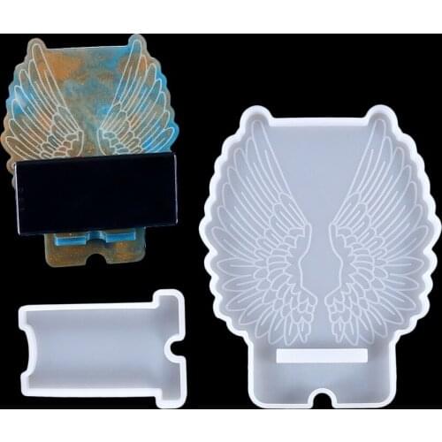 2021 Creative Wing Mobile Phone Bracket Silica Gel Mould New Mirror Jewelry Silicone Mold DIY Crystal Drop Molds Drop Shipping