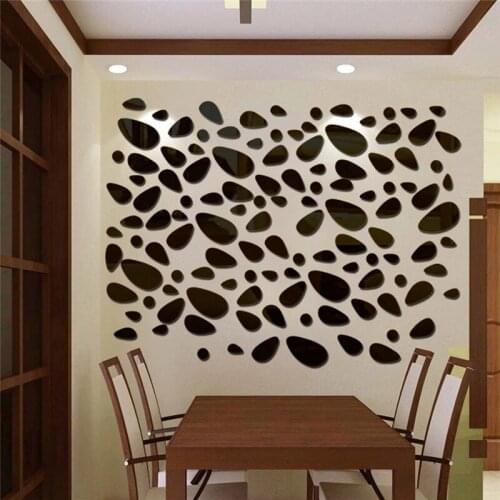 12pcs/set 3D Wall Sticker Cobblestone DIY Decoration 3D Mirror Wall Stickers For TV Background Home Decor Modern Acrylic Decor
