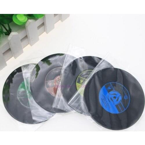 500pcs Creative Black Plastic Vinyl Record Table Placemats Retro Vintage Mug Coaster Home Decor CD Pads Mats Cup Coasters