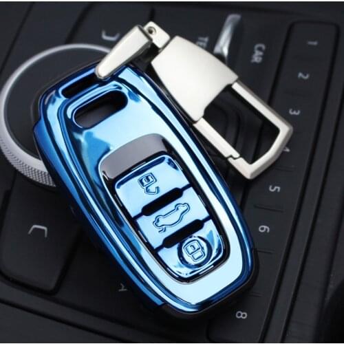 TPU ABS Key Covers Car Styling Case For Audi A3 A4 A5 A6 A7 A8 Q5 Q8 S4 S5 S6 3 Buttons Smart Remote Fobs Cover Bag Keychain