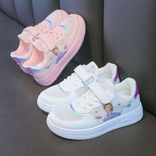 Disney Mickey Minnie Sneakers for 3-10 Year Girls Spring 2021 Low-top Sneakers for Kids with Soft Soles Anti-slip and Breathable