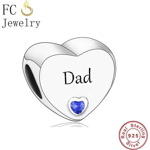 FC Jewelry Fit Original Charm Bracelet 925 Sterling Silver Dad With Blue Zirconia Stone Beads For Making Women Berloque 2021