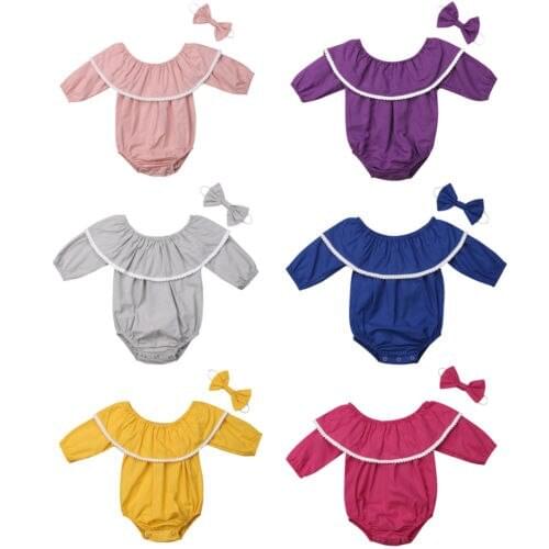 2PCS Newborn Baby Girls Floral Romper Playsuit Headband Outfits Sunsuit Clothes 6 Colours