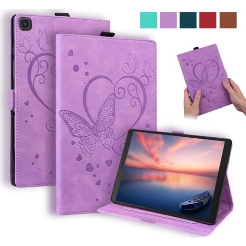 Emboss Butterfly Leather Flip Cover for Samsung Galaxy Tab A 8 inch Case T290 T295 Wallet Tablet For Samsung Tab A 8.0 2019 Case