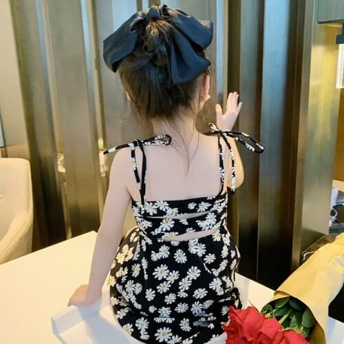 Summer New Style Childrens Sling Dress, Baby Girl, Western Style, Little Daisy, Girls Dresses Kids Dresses for Girls