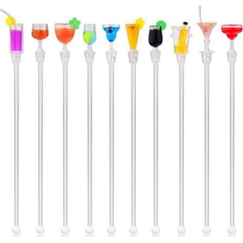 10Pcs/set Cute Cocktail Drink Mixer Bar Puddler Muddler Stirring Mixing sticks Ladle Stirrer Swizzle Sticks for Kitchen Tools