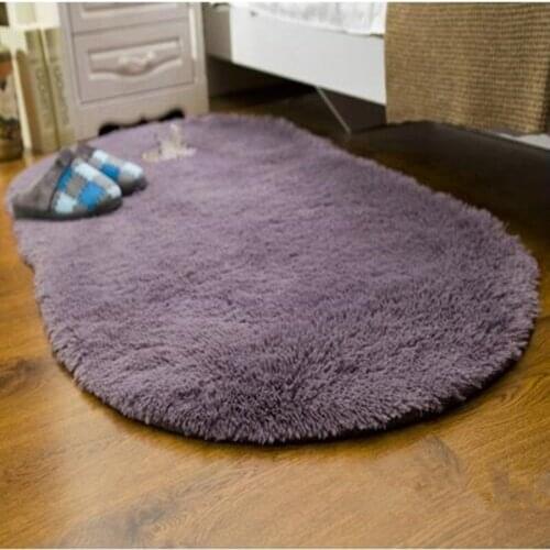 Large Size Soft Oval Carpet Alfombras Faux Fur Area Rugs Slip Resistant Floor Mats For Parlor Living Room Bedroom Home Supplies