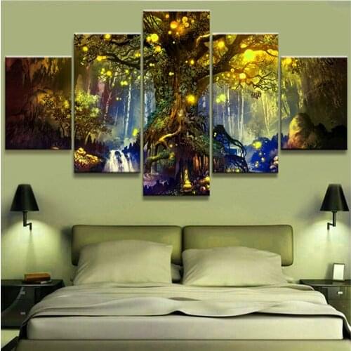 5 Panel Diy Full Drill Square Round Diamond Painting Magic Tree Scenery Embroidery Darkness Art Cross Stitch Home Decor EE2055