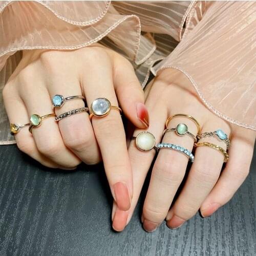 Opening Bohemian Rhinestone Diamond Ring Set Simplicity Metal Gold Color for Women Vintage Elegant Wedding Flowers Jewelry Gift