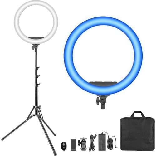 Neewer 19inch RGB LED Ring Light with Stand,60W Dimmable Bi-Color for Selfie Makeup Salon Twitch Blogging YouTube Video Shooting