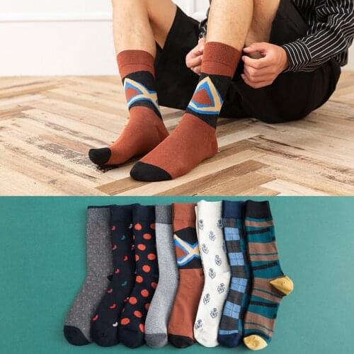 Peonfly Happy New Mens Women Lattice Moustache Stripe Novelty Sock Combed Cotton Funny Mens Big Size Crew Socks
