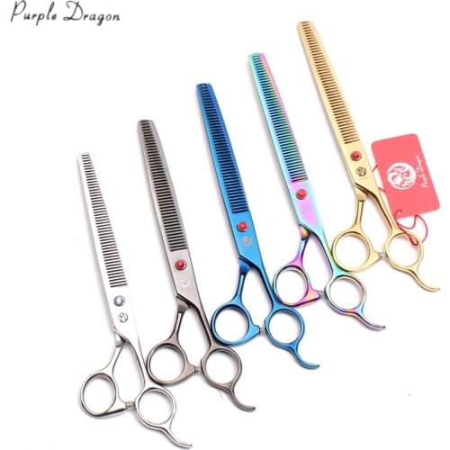 7.5" 20.5cm Japan Stainless Purple Dragon Dogs Grooming Shears Thinning Scissors Professional Pets Shears Animal Scissors Z4008