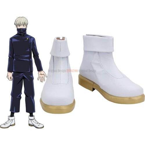 Toge Inumaki Shoes Cosplay Jujutsu Kaisen Toge Inumaki Cosplay Shoes White Customized Boots for Unisex