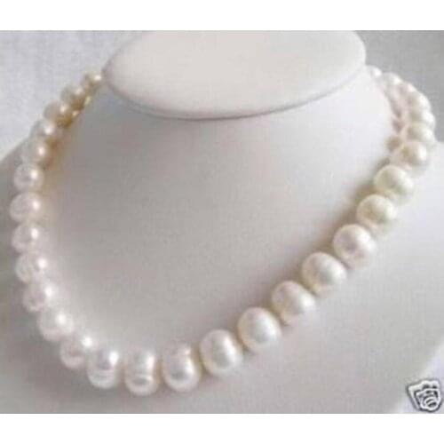 10-11mm baroque white freshwater PEARL NECKLACE 18" GE207 6.07