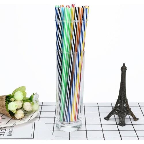 25pcs Plastic Stripe Drinking Straws Colorful Reusable Bar Beer Juice Straws Wedding Birthday Party Decoration Bar Accessories