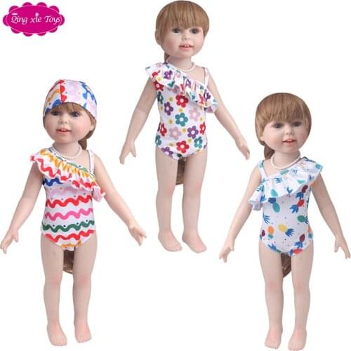 18 "doll dress American doll toy summer wear swimsuit + hat birthday gift accessories for girls