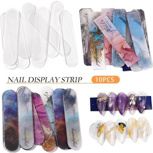 10 Pcs False Nails Tips Display Show Stand Holder Rectangle Nail Art Display Board Card Practice for Gel Polish Salon Tools