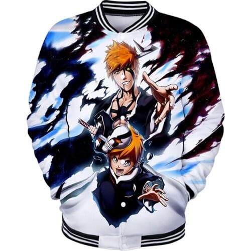 Latest Japanese Anime Print Bleach 3d Baseball Jacket Coat Men Women Hoodie Sweatshirts Long Sleeve Cool 3D Hoodies Jackets Tops