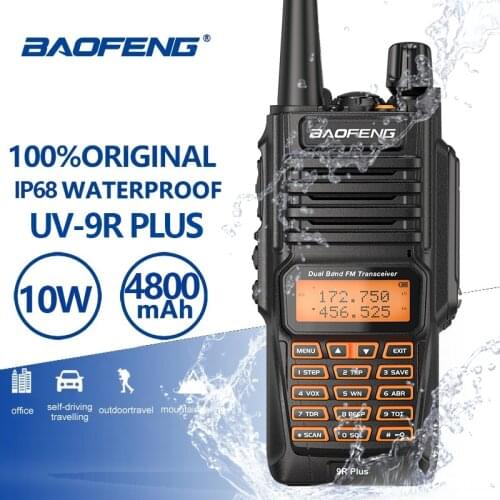 Original Baofeng UV-9R Plus Walkie Talkie 10W IP68 Waterproof Dual Band 136-174/400-520MHz 10KM Portable Ham Two Way RadioUV 9R