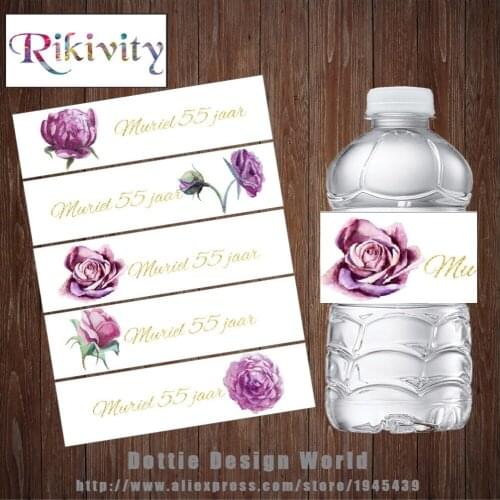 Rikivity 20 Pcs Personalized Rose Water Bottle Champagne Labels Candy Bar Wrappe Sticker Wedding Baby Shower Birthday Decoration