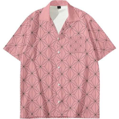 Demon Slayer 3D Printing Short Sleeve Shirt Women/Men Casual Summer Shirt Tshirt Button Streetwear Anime Costumes Unisex