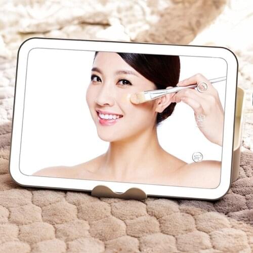 LED Cosmetic Mirror With Storage Box, Flat Storage Box, Jewelry Storage Box, Intelligent Fill Light, Rechargeable Beauty Mirror