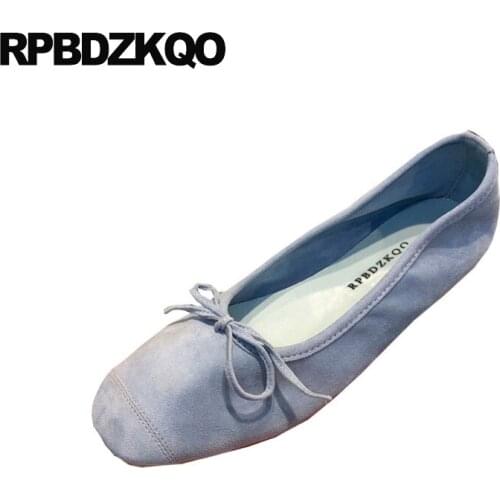Women Round Toe Work Green Flats Bow Blue Suede Watermelon Designer Ballerina Slip On Shallow Wedding Ballet Shoes Gray Yellow