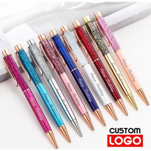 1pc Creative Gold Foil Oil Pen Crystal Wafer Pen High-grade Metal Signature Pen Custom LOGO Lettering Engraved Name Stationery