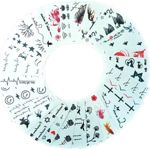 New Hot 10/50pcs Temporary Tattoo Stickers Black Arm Water Transfer Tattoo Body Art Stickers Fake Tattoos SMR88