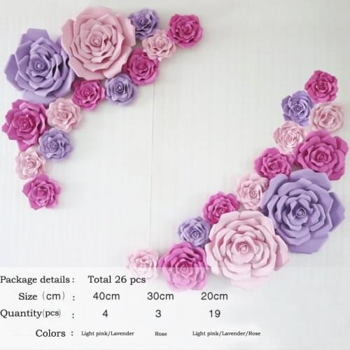 13pcs/26pcs Giant Paper Foam Flower, Large Flower, Big Paper Flower For Wedding Party Background Flower Wall Backdrop Decoration