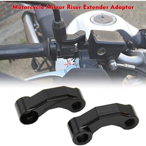 2PCS Motorcycle Mirror Riser Extender Adaptor Handlebar Mount Mirror Riser Extenders Spacers Extension Adapter 10mm 1.25mm