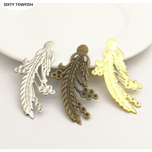 20 Pieces 31*54mm Antique bronze Metal Filigree Wheatear Flowers Slice Charms base Setting Jewelry DIY Components Findings