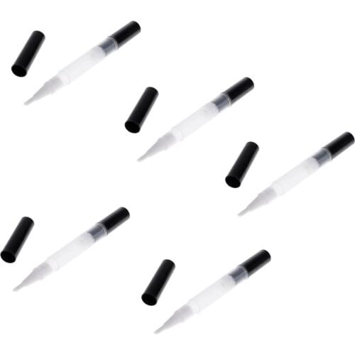 5Pcs/Kit Portable Travel Eyelash Lip Gloss Tube Nail Polish Cuticle Oil Teeth Whitening Twist Pen with Brush 3ml