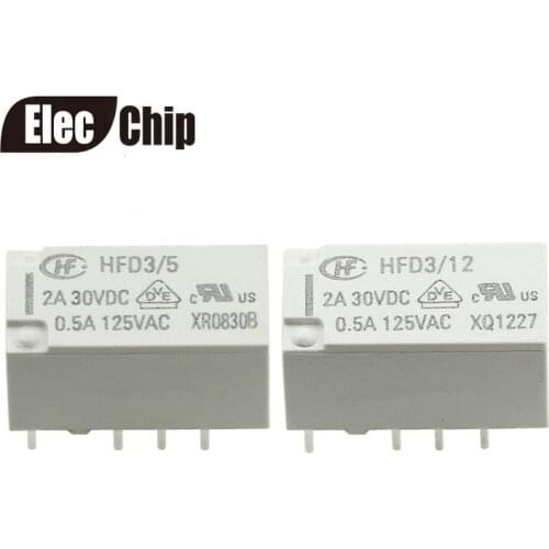 5PCS Relays HFD3-5 HFD3/5 HFD3-12 HFD3/12 0.5A125VAC Two sets of conversions 8pin