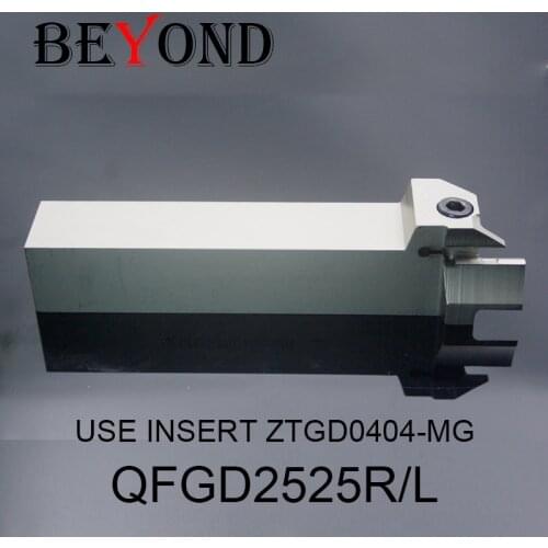 BEYOND QFGD2525L22 52H 64H 90H 130H End Face Cutting Grooving Tool Holder QFGD 25mm Carbide Inserts ZTGD0404-MG QFGD2525