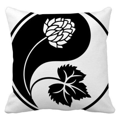 Buddhism Religion Yin-yang Flower Pattern Throw Pillow Square Cover