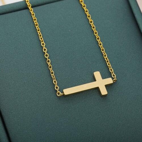 ICFTZWE Cross Necklaces For Women Stainless Steel Gold Silver Color Pendant Girl Short Long Chain Necklaces Fashion Jewelry