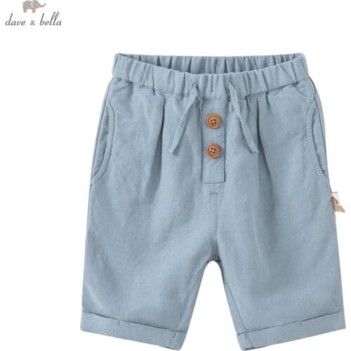 DBX17532 dave bella summer baby boys fashion solid pockets pants children calf length kids pants infant toddler trousers