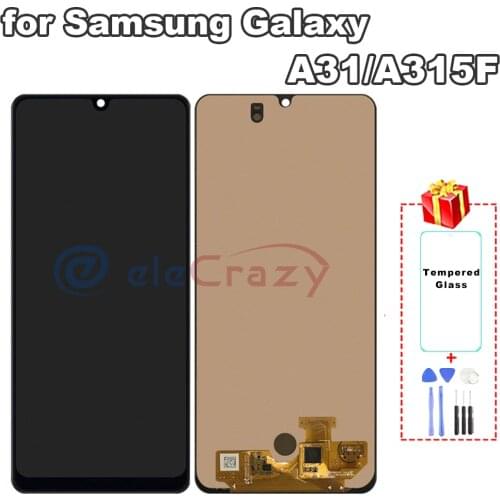 Original AMOLED for Samsung Galaxy A31 LCD with Touch Digitizer Complete Assembly A315 A315F A315FD/S Display 100% Tested