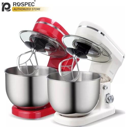 ROSPEC 1200W 5L Electric Kitchen Food Stand Mixer Stainless Steel Bowl 6 Speed Cream Egg Whisk Whip Dough Kneading Food Mixer