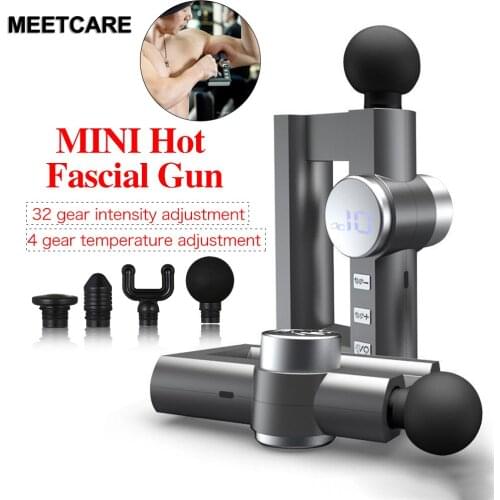 Hot Massage Gun Deep Tissue Compress Function Electric Body Massager Pain Muscle Relief with 32 Speeds 4 Gear Heat in Gym Office