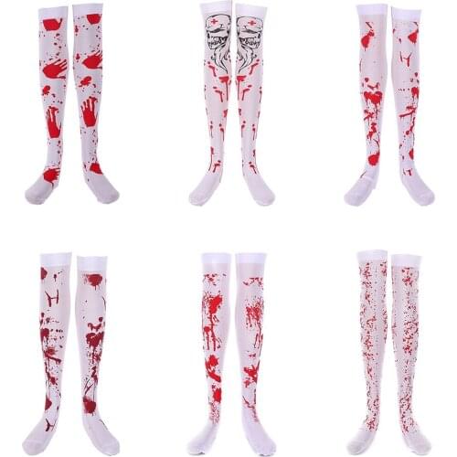 Halloween Blood Socks Ghost Festival Cosplay Blood Printed Stockings Party Prom Masquerade Nurse Blood Socks