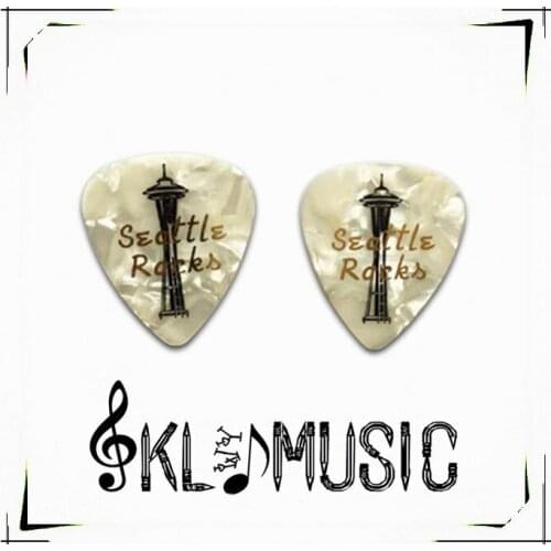 Hot Selling White Pearl Guitar Picks with hot stamping in Gold Color,and mixed picks
