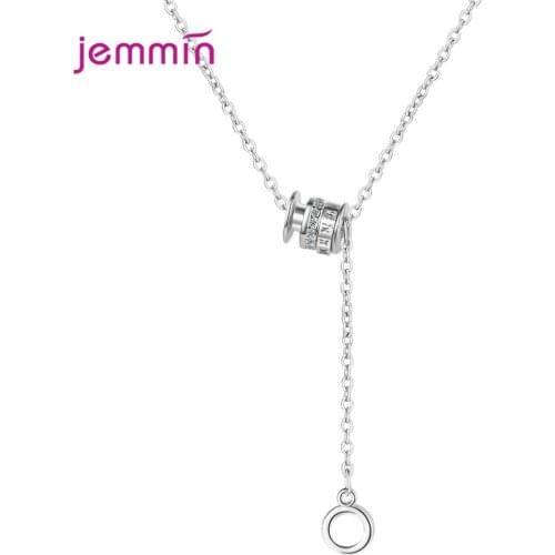 Ins Hot New Statement 925 Sterling Silver Geometric Pendant Necklaces Simple Shinning Rhinestone Clavicle Chain Jewelry