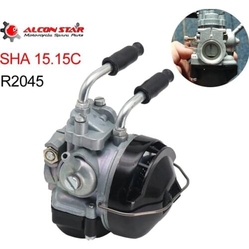 Alconstar- Dellorto R2045 SHA 15.15 C 15mm Motorcycle Carburetor Carb with Manual Cable Choke Fit for Moped PEUGEOT 103, MBK 51