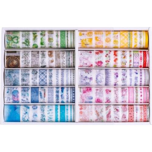 100 Pieces Decorative Washi Tape Set Adhesive Masking Tape 5/8/10/15/20/30mm Wide Decorative Washi Masking Tape Vitage Floral
