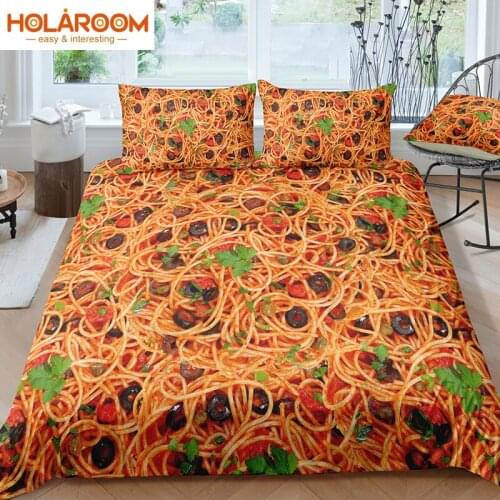 Printed Bedding Set Creative Duvet Cover Set Pasta Delicious Noodles Pattern King Queen Single Size Quilt Cover Bedroom Bedcloth