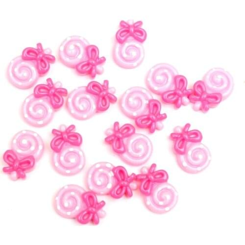 LF 50Pcs Resin Lollipop 17x11mm Decoration Crafts Flatback Cabochon Embellishments For Scrapbooking Kawaii Cute Diy Accessories